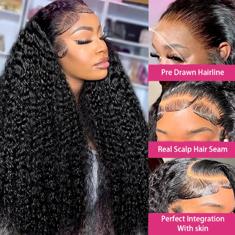 Kinky Curly Wigs 13x6 HD Lace Frontal Wig Glueless Human Hair 4C Afro Curly Lace Front Human Hair Wigs 4x4 HD Lace Closure Wigs