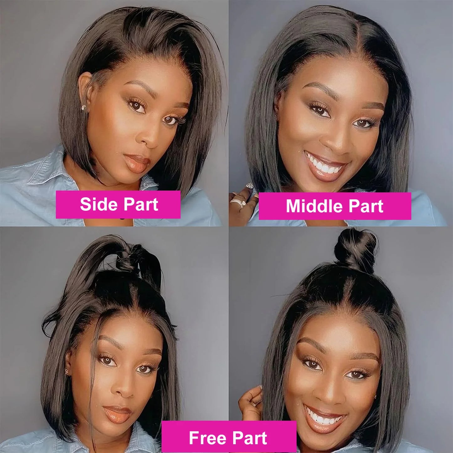 13X4 Short Bob Wig Straight Transparent Lace Front HD Wig 200 Density 100% Human Hair Wigs 4X4 For Black Women Pre Plucked