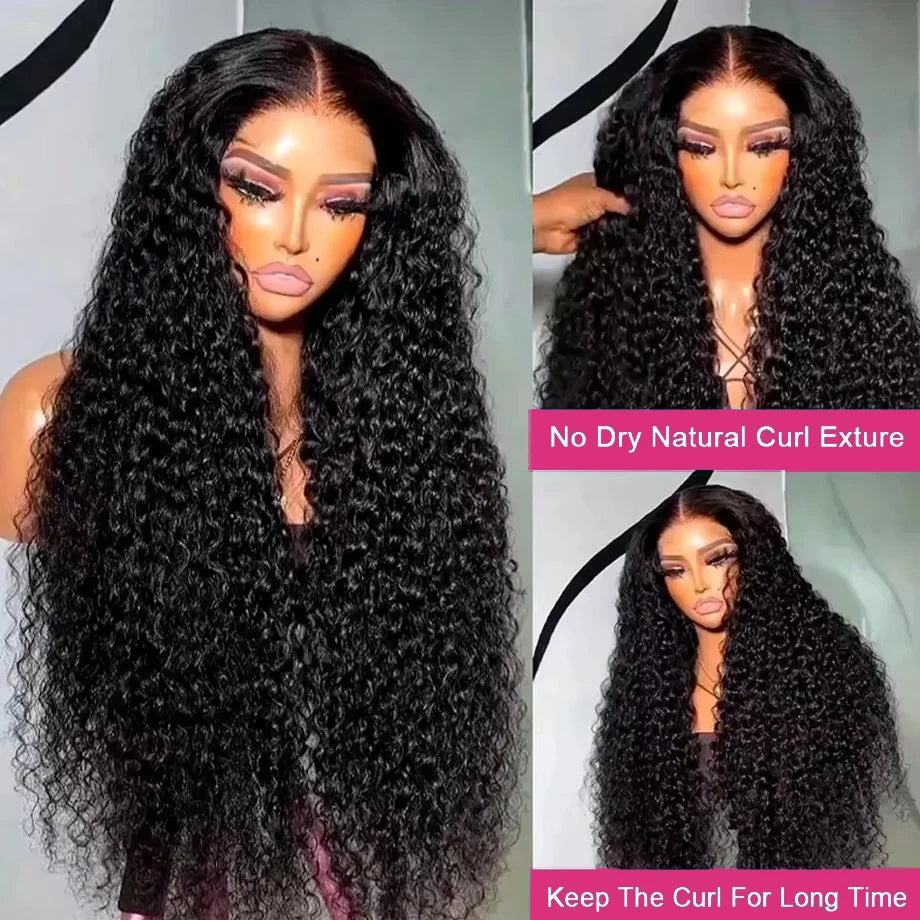 Kinky Curly Wigs 13x6 HD Lace Frontal Wig Glueless Human Hair 4C Afro Curly Lace Front Human Hair Wigs 4x4 HD Lace Closure Wigs