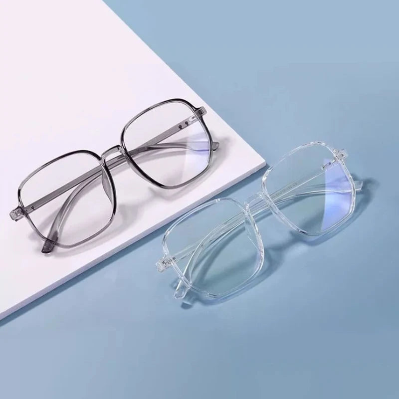 Transparent Anti Blue Light Glasses Women Large Frame Square Eyewear Oversize Computer Glasses Men Non prescription Eyeglasses