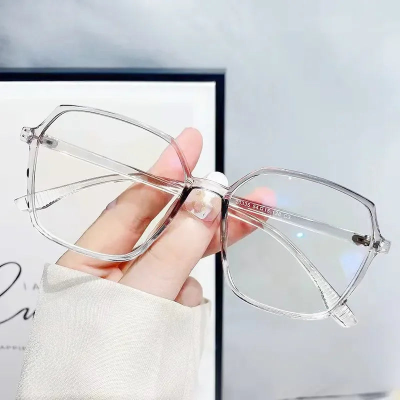 Transparent Anti Blue Light Glasses Large Frame Square Women Eyewear Zero Lens Optical Eyewear Frame Computer Glasses 2022 Trend