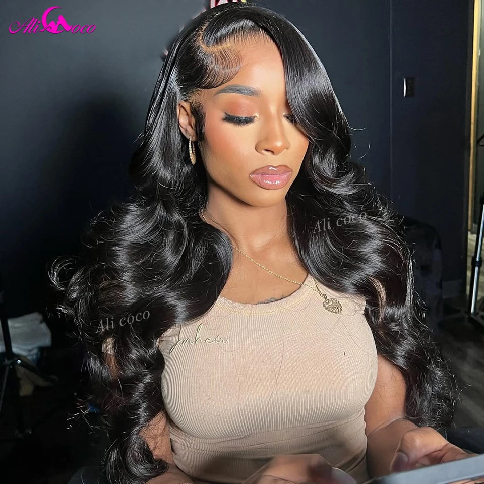 Highlight Brown And Yellow 13x6 Lace Closure Wigs 180 Density  Body Wave For Women Lace Front Wigs Human Hair Transparent