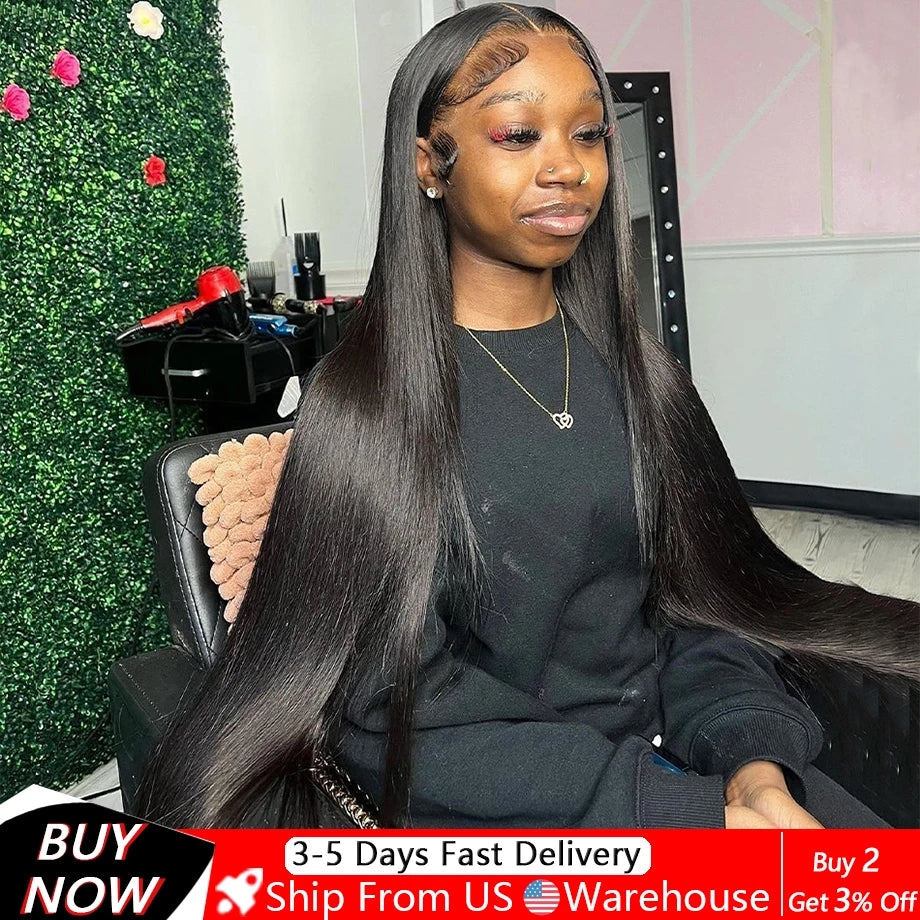 Short Brazilian Straight Lace Front Wigs for Women 13x4 30 40 Inch 13x6 360 Lace Frontal Wig with Natural Hair Texture