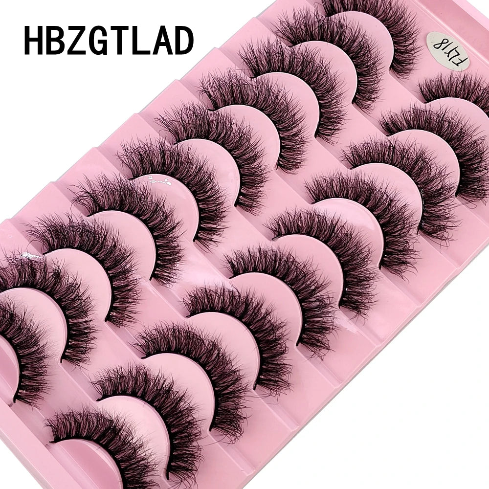 10 Pairs Faux Mink Eyelashes Handmade False Eyelashes Natural Nude Makeup Simulation Cross Messy Eye 3D Curly Eyelashes