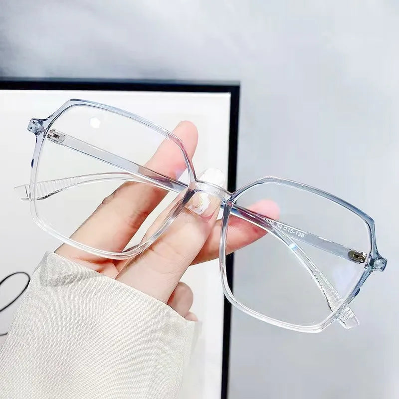 Transparent Anti Blue Light Glasses Large Frame Square Women Eyewear Zero Lens Optical Eyewear Frame Computer Glasses 2022 Trend