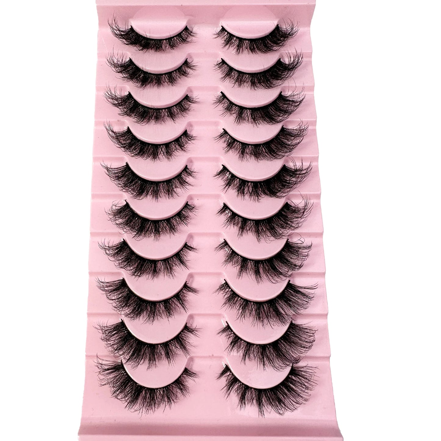 New 10Pairs Cat Eye Lashes Faux Mink Eyelashes Natural long Manga Lashes Winged End Eye Elongated Eyelashes Fake Lashes Makeup