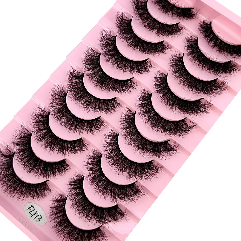 10 Pairs Faux Mink Eyelashes Handmade False Eyelashes Natural Nude Makeup Simulation Cross Messy Eye 3D Curly Eyelashes