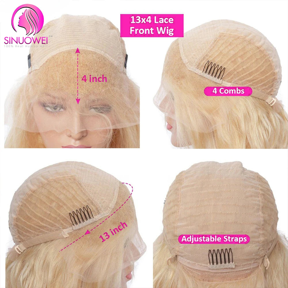 4/613 Blonde Short Bob Wig Transparent Lace Front Human Hair Wigs 13X4 Honey Blonde Dark Root Colored Short Bob Lace Frontal Wig