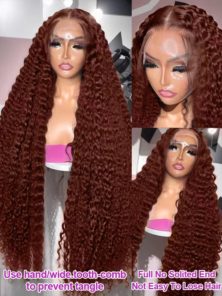 Deep Curly Wigs Human Hair Chocolate Brown 13x4 13x6 Hd Lace Frontal Wig Colored Water Wave Lace Front Wig