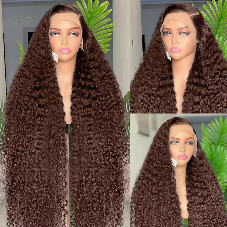 Deep Curly Wigs Human Hair Chocolate Brown 13x4 13x6 Hd Lace Frontal Wig Colored Water Wave Lace Front Wig