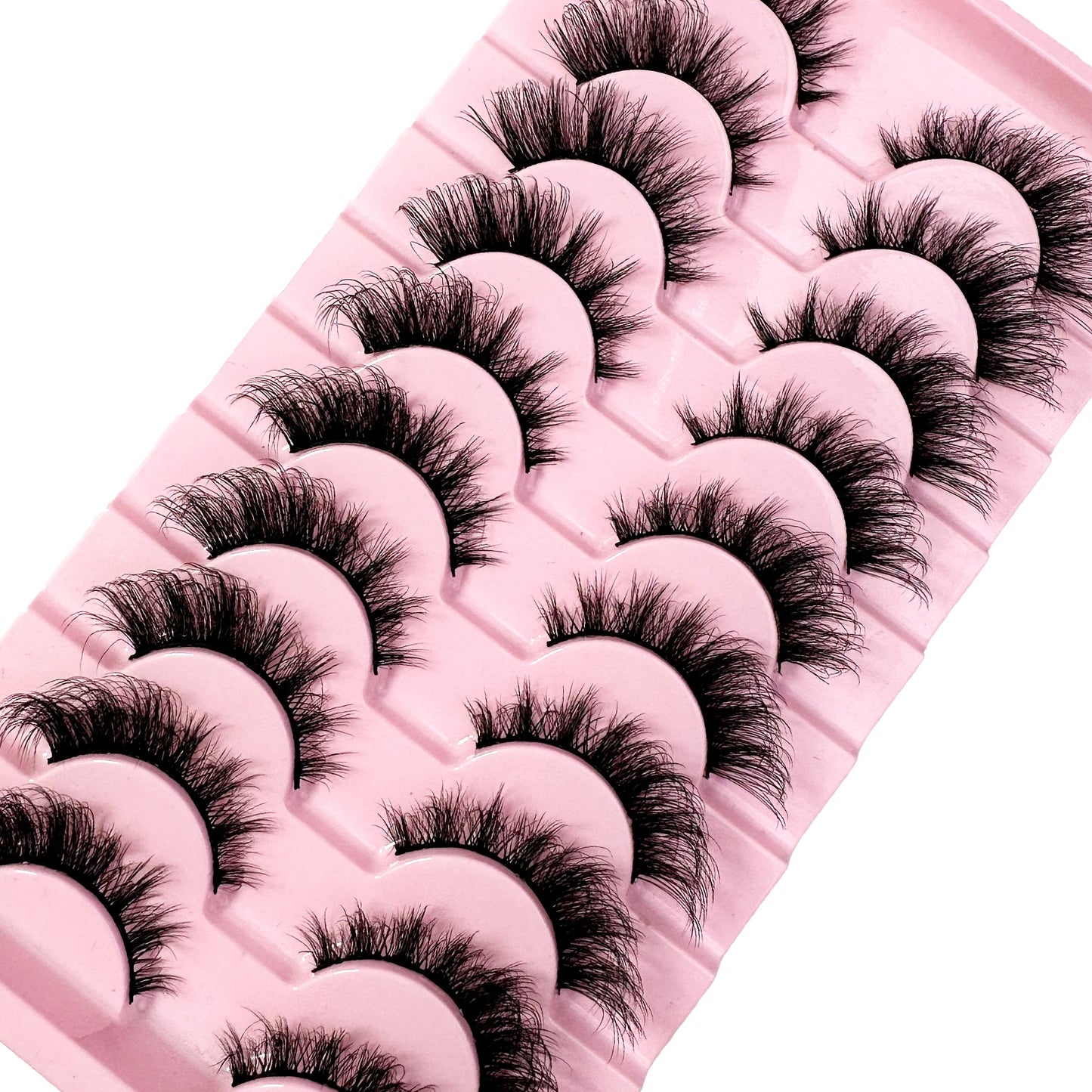 New 10Pairs Cat Eye Lashes Faux Mink Eyelashes Natural long Manga Lashes Winged End Eye Elongated Eyelashes Fake Lashes Makeup