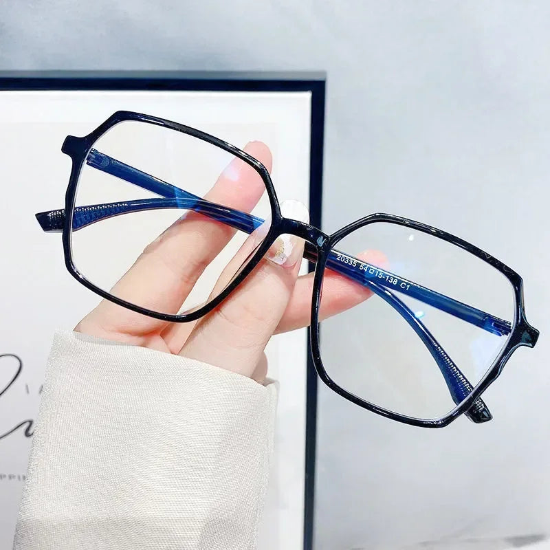 Transparent Anti Blue Light Glasses Large Frame Square Women Eyewear Zero Lens Optical Eyewear Frame Computer Glasses 2022 Trend