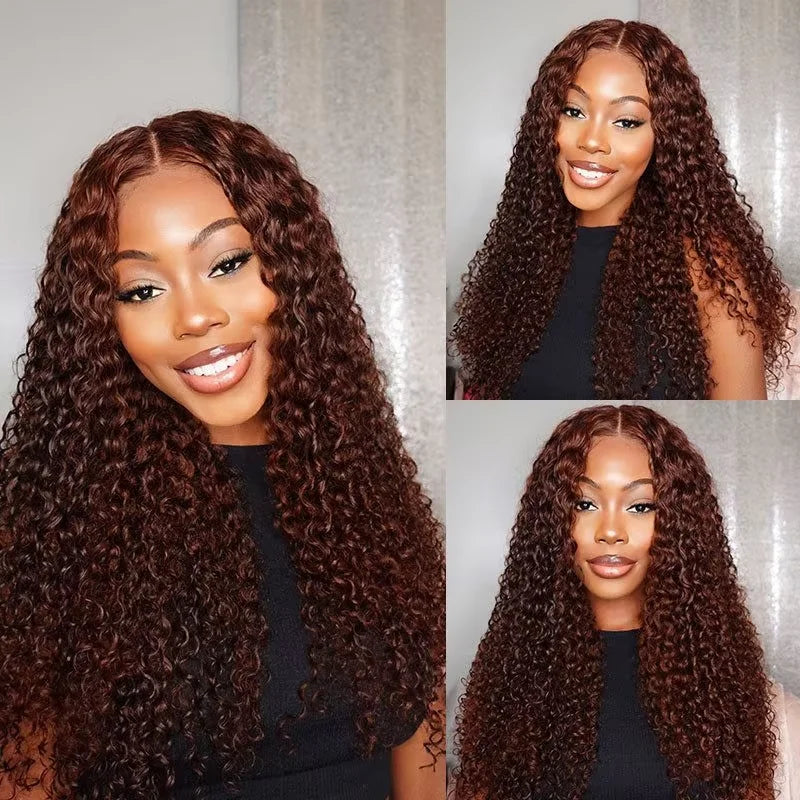 Deep Curly Wigs Human Hair Chocolate Brown 13x4 13x6 Hd Lace Frontal Wig Colored Water Wave Lace Front Wig