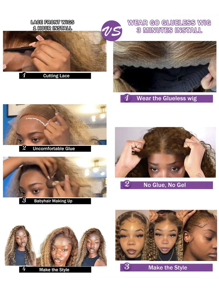 Loose Deep Wave 13X5 Wig Human Hair Ready To 13X4 13x6 Lace Closure Curly Highlight Ombre 4/27 Preplucked Hairline Pre Cut