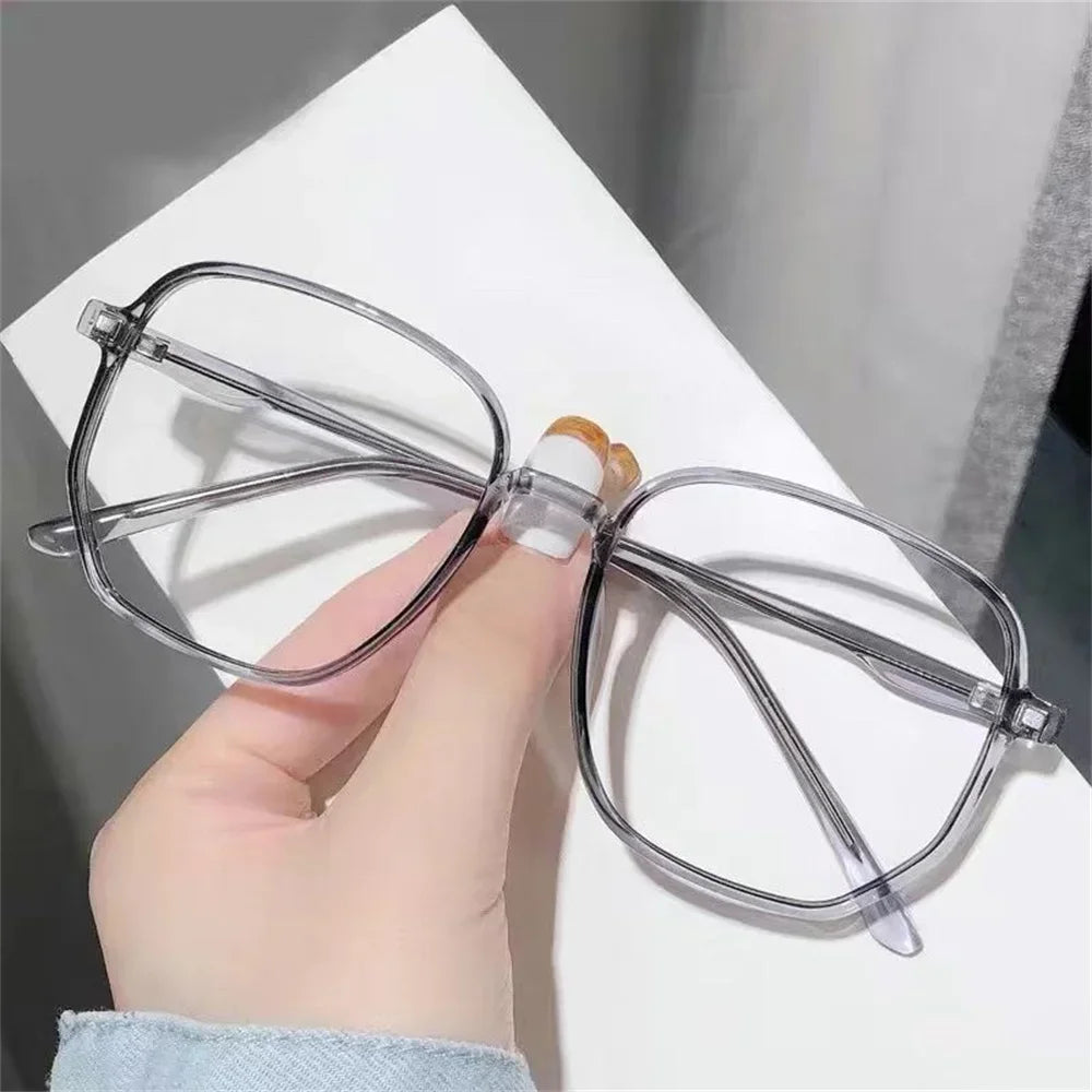 Transparent Anti Blue Light Glasses Women Large Frame Square Eyewear Oversize Computer Glasses Men Non prescription Eyeglasses