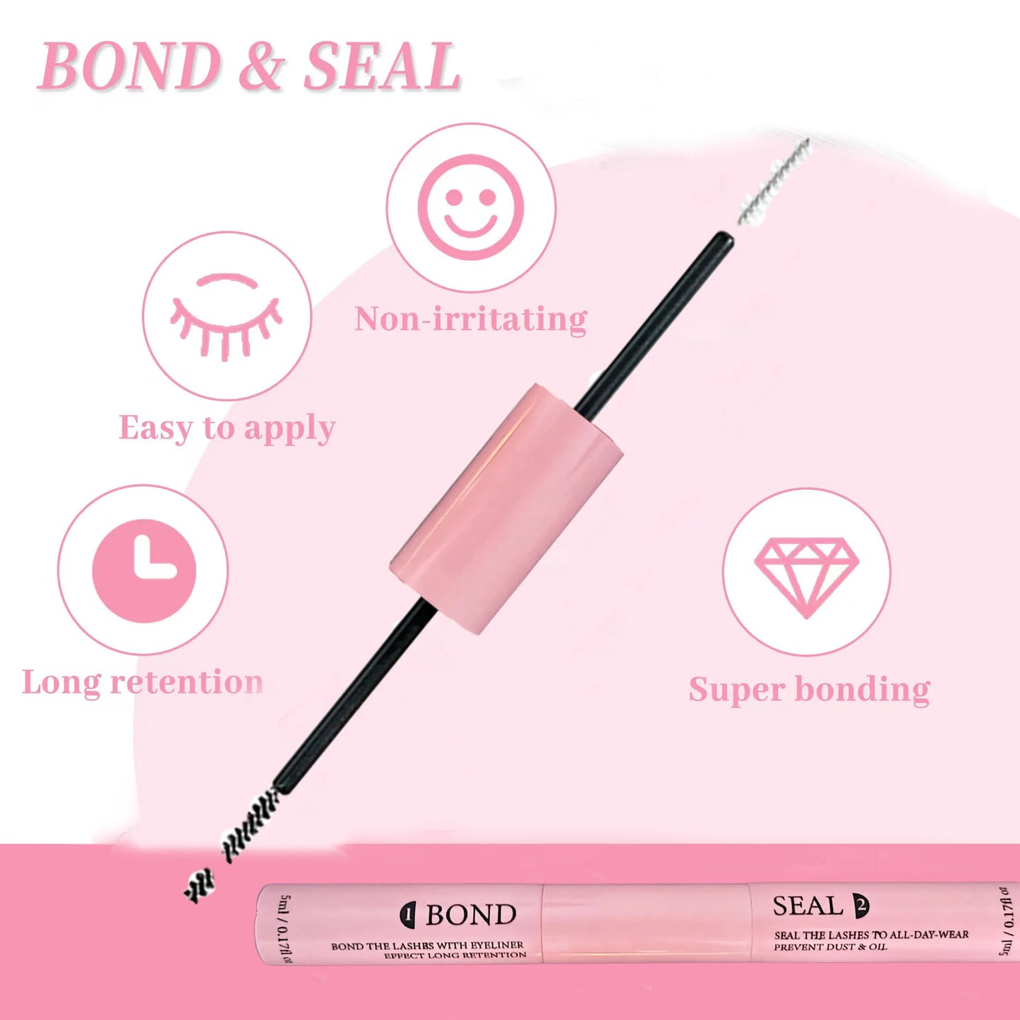 Lash Bond and Seal 10ml Individual Lashes Glue and Seal Super Strong Hold Lash Extension and Lash Glue Remover 5ml Tweezers Kit