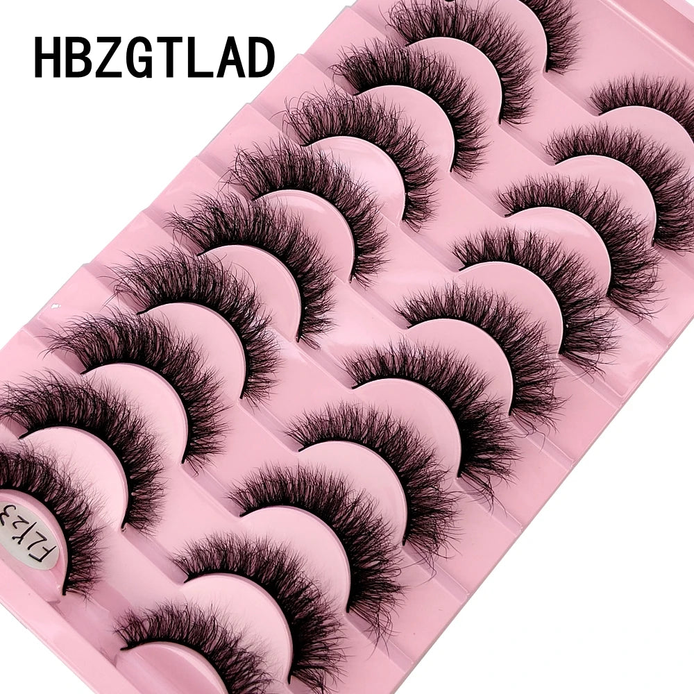 10 Pairs Faux Mink Eyelashes Handmade False Eyelashes Natural Nude Makeup Simulation Cross Messy Eye 3D Curly Eyelashes