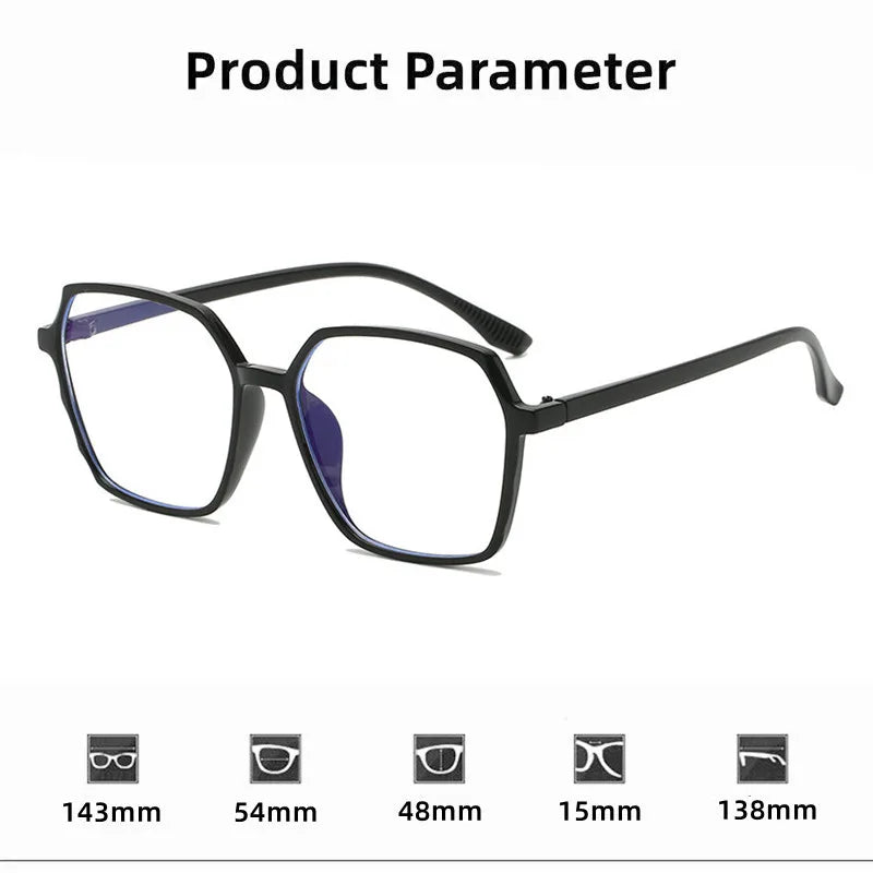 Transparent Anti Blue Light Glasses Large Frame Square Women Eyewear Zero Lens Optical Eyewear Frame Computer Glasses 2022 Trend