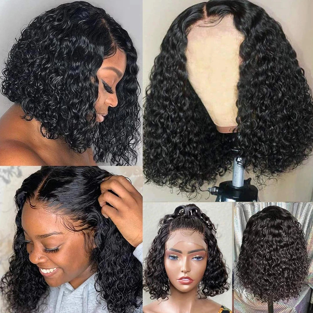 Afro Kinky Curly Short Bob Wig 13x4 Bob Wigs Human Hair Jerry Curly Lace Front Human Hair Wig Deep Curly Wig Pre Plucked Lace