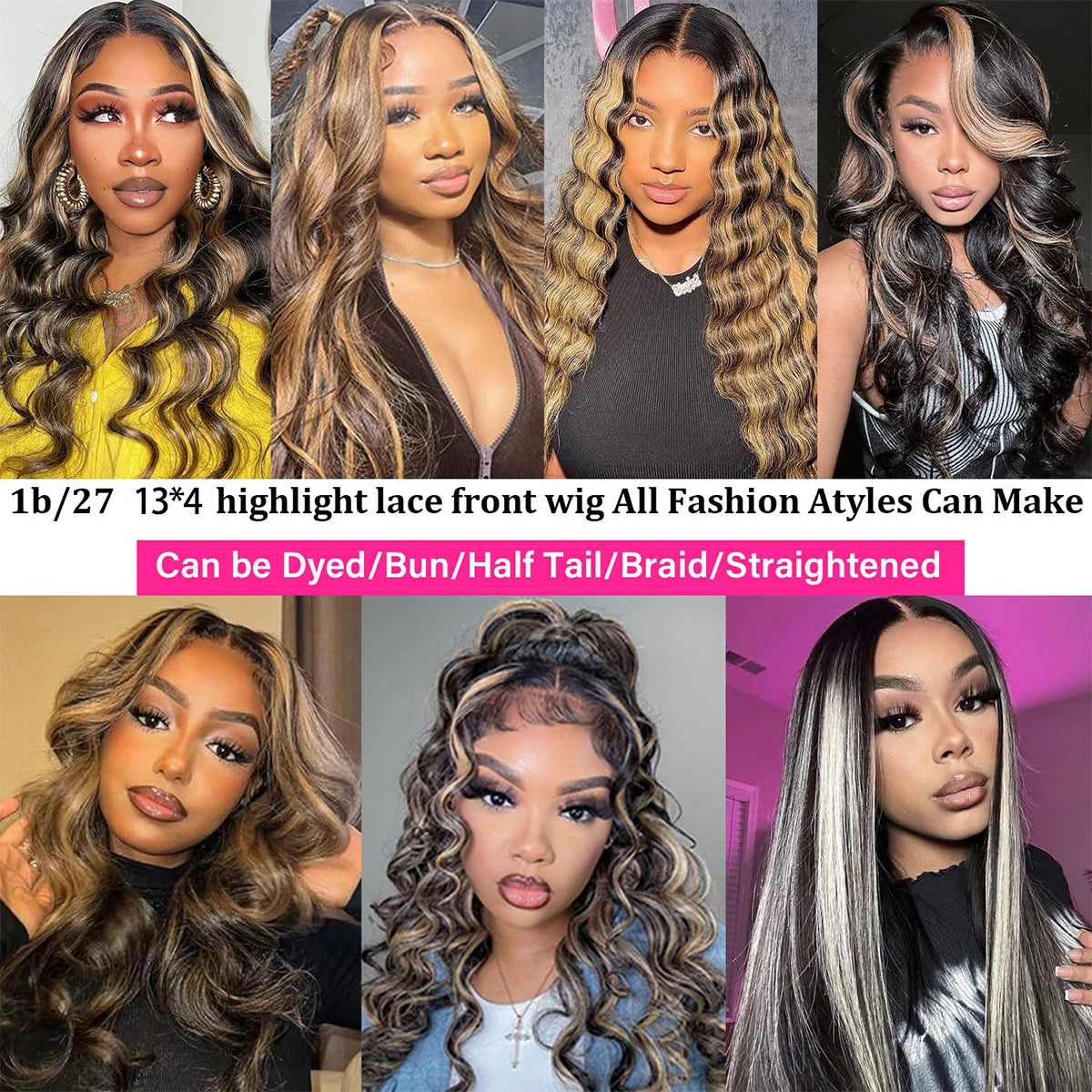 1B/27 Highlight Bone Straight 13x4 Hd Lace Frontal Wigs Human Hair 30 Inch Ombre 613 Blonde Colored Human Hair Wigs For Women