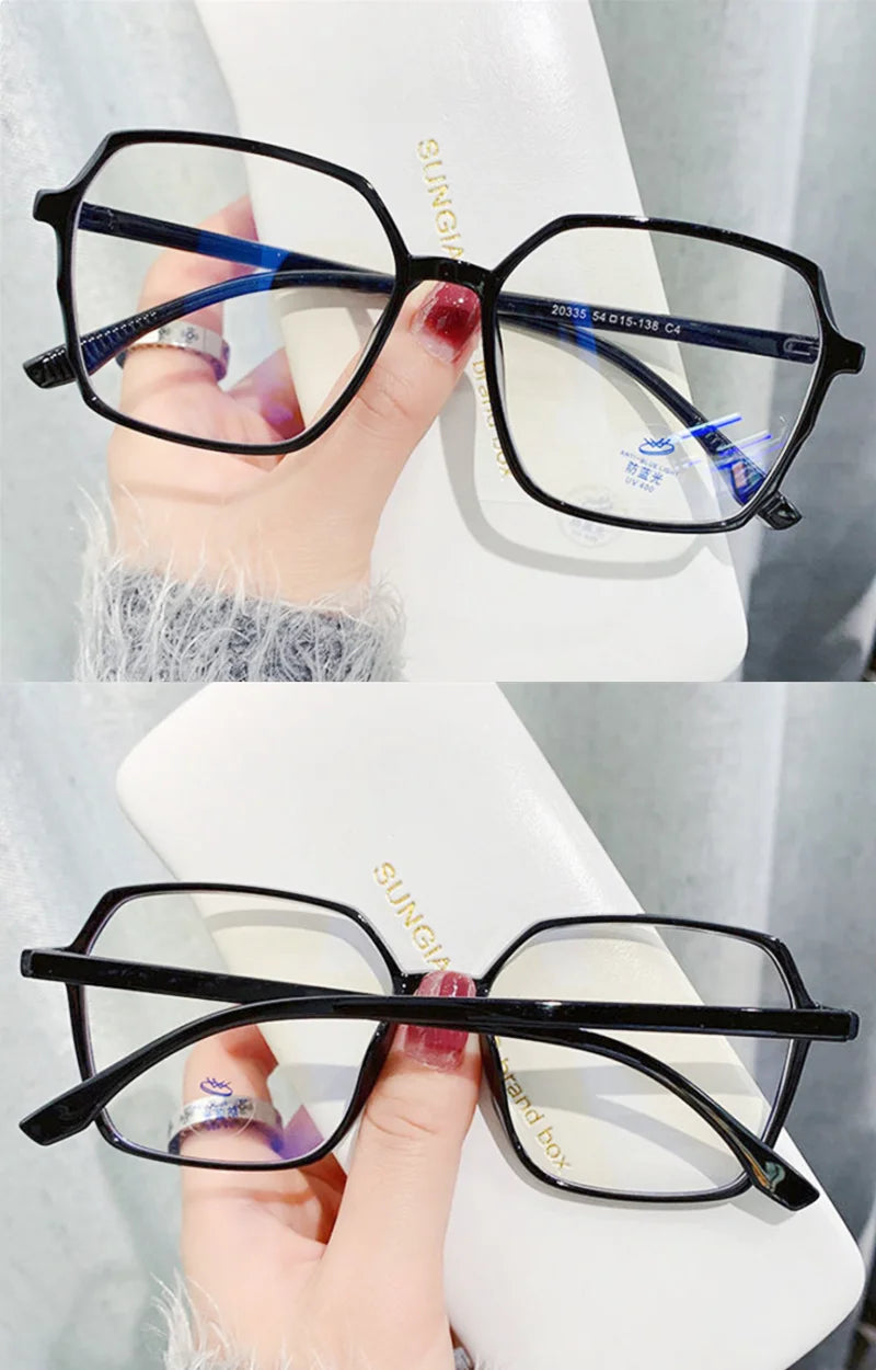 Transparent Anti Blue Light Glasses Large Frame Square Women Eyewear Zero Lens Optical Eyewear Frame Computer Glasses 2022 Trend