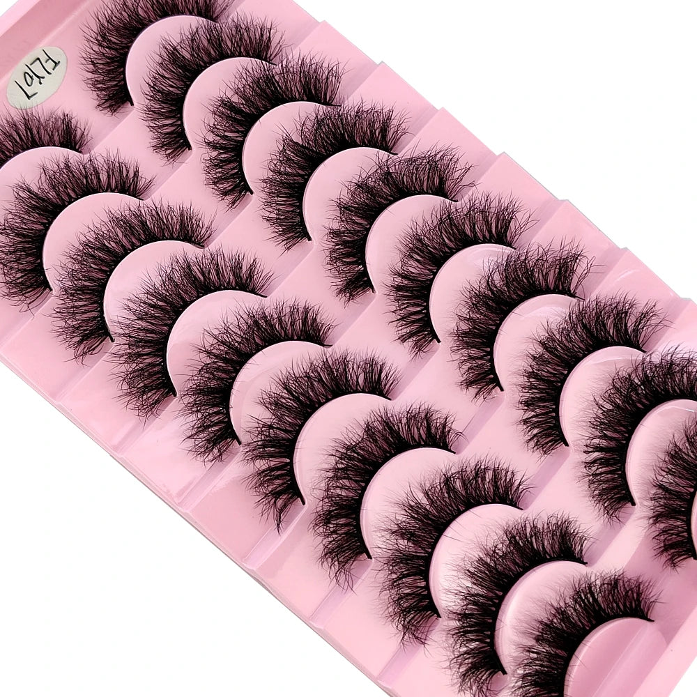 10 Pairs Faux Mink Eyelashes Handmade False Eyelashes Natural Nude Makeup Simulation Cross Messy Eye 3D Curly Eyelashes