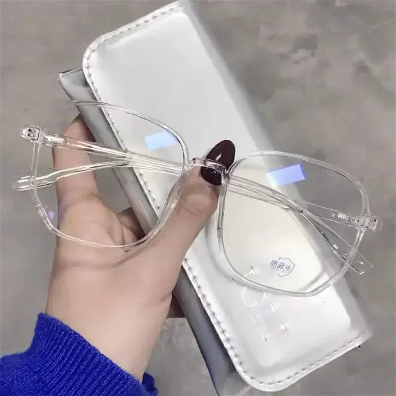 Transparent Anti Blue Light Glasses Women Large Frame Square Eyewear Oversize Computer Glasses Men Non prescription Eyeglasses