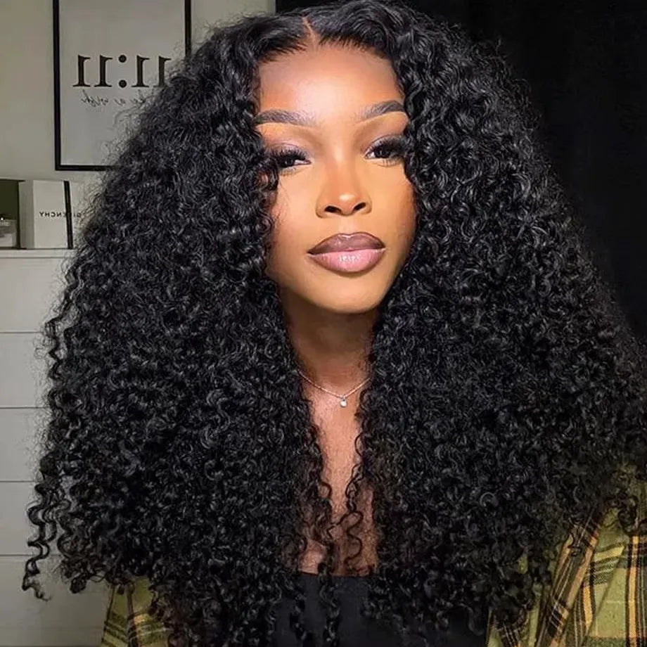 Kinky Curly Wigs 13x6 HD Lace Frontal Wig Glueless Human Hair 4C Afro Curly Lace Front Human Hair Wigs 4x4 HD Lace Closure Wigs