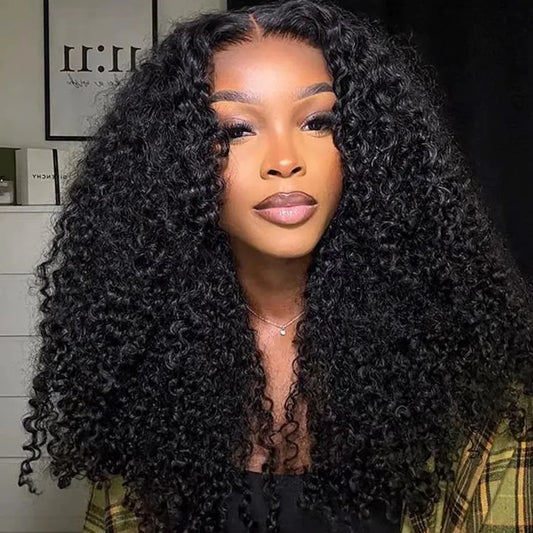 Kinky Curly Wigs 13x6 HD Lace Frontal Wig Glueless Human Hair 4C Afro Curly Lace Front Human Hair Wigs 4x4 HD Lace Closure Wigs