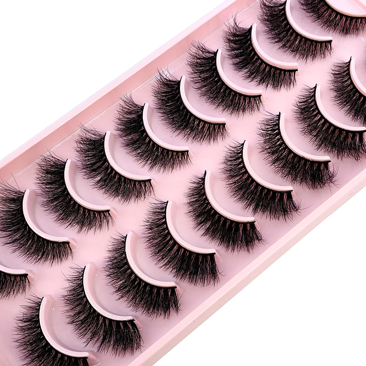 10 Pairs Faux Mink Eyelashes Handmade False Eyelashes Natural Nude Makeup Simulation Cross Messy Eye 3D Curly Eyelashes