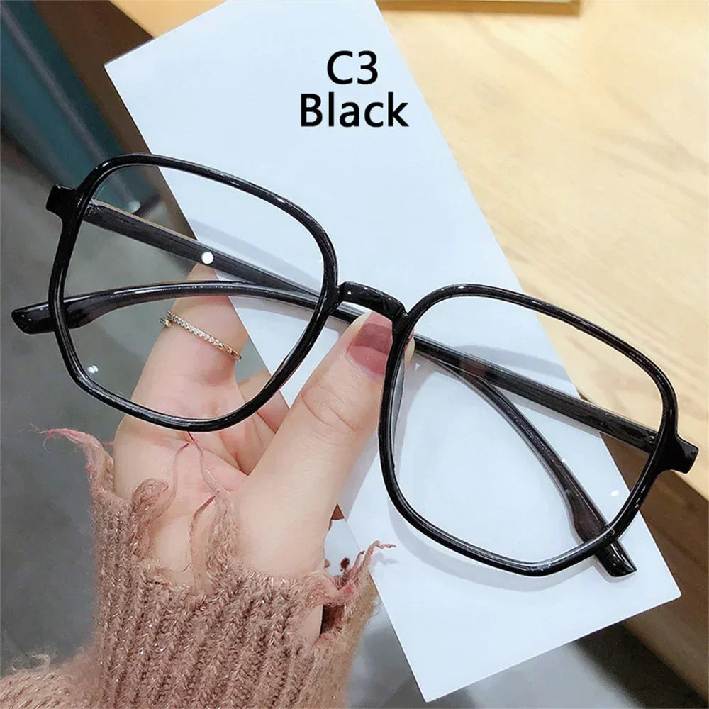 Transparent Anti Blue Light Glasses Women Large Frame Square Eyewear Oversize Computer Glasses Men Non prescription Eyeglasses