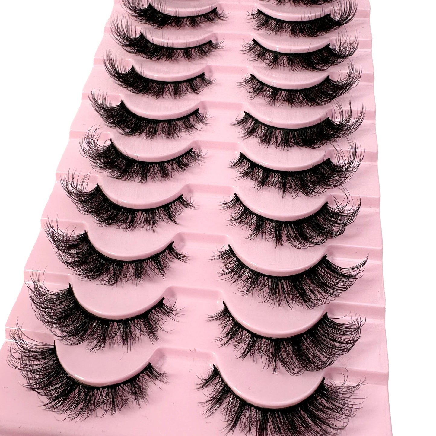 New 10Pairs Cat Eye Lashes Faux Mink Eyelashes Natural long Manga Lashes Winged End Eye Elongated Eyelashes Fake Lashes Makeup