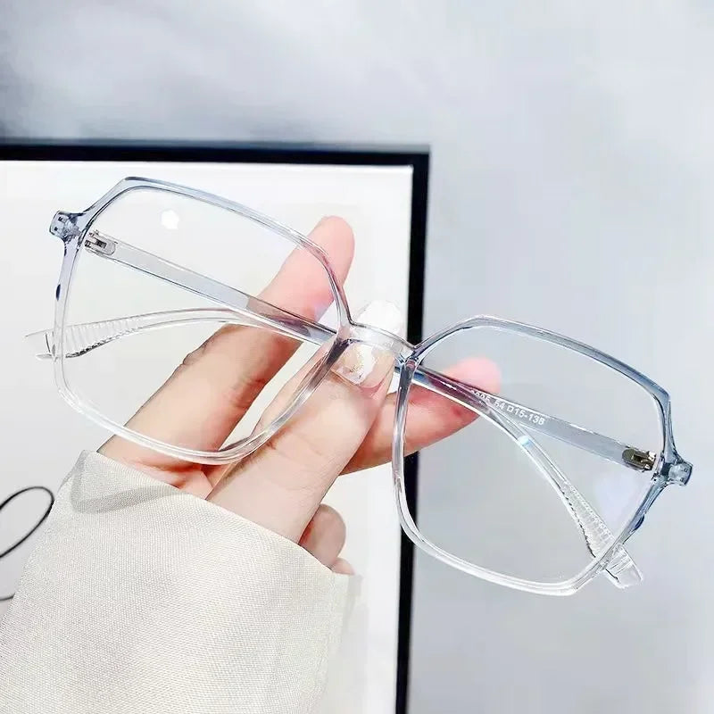 Transparent Anti Blue Light Glasses Large Frame Square Women Eyewear Zero Lens Optical Eyewear Frame Computer Glasses 2022 Trend