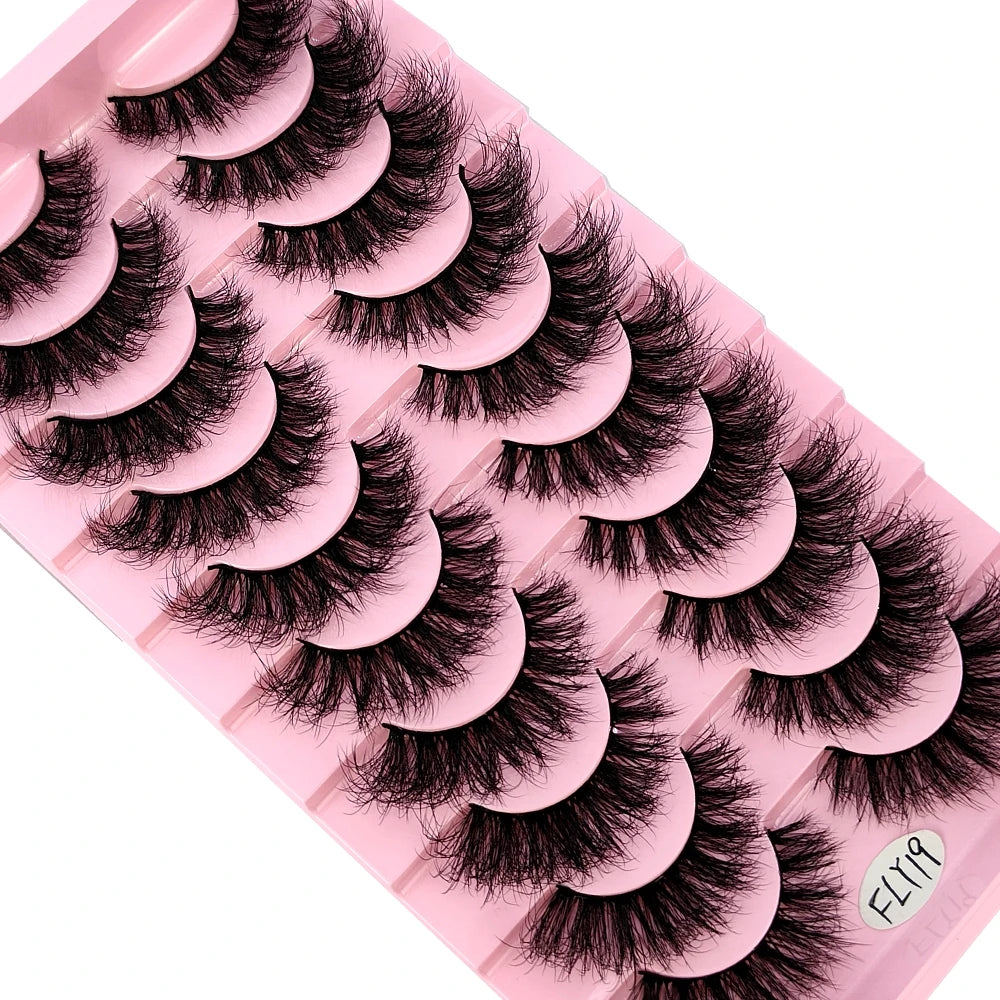 10 Pairs Faux Mink Eyelashes Handmade False Eyelashes Natural Nude Makeup Simulation Cross Messy Eye 3D Curly Eyelashes