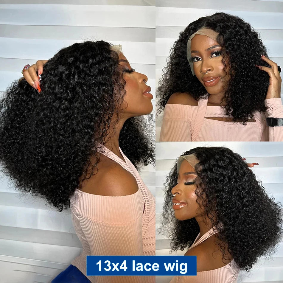 Afro Kinky Curly Short Bob Wig 13x4 Bob Wigs Human Hair Jerry Curly Lace Front Human Hair Wig Deep Curly Wig Pre Plucked Lace