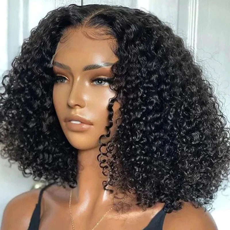 Afro Kinky Curly Short Bob Wig 13x4 Bob Wigs Human Hair Jerry Curly Lace Front Human Hair Wig Deep Curly Wig Pre Plucked Lace