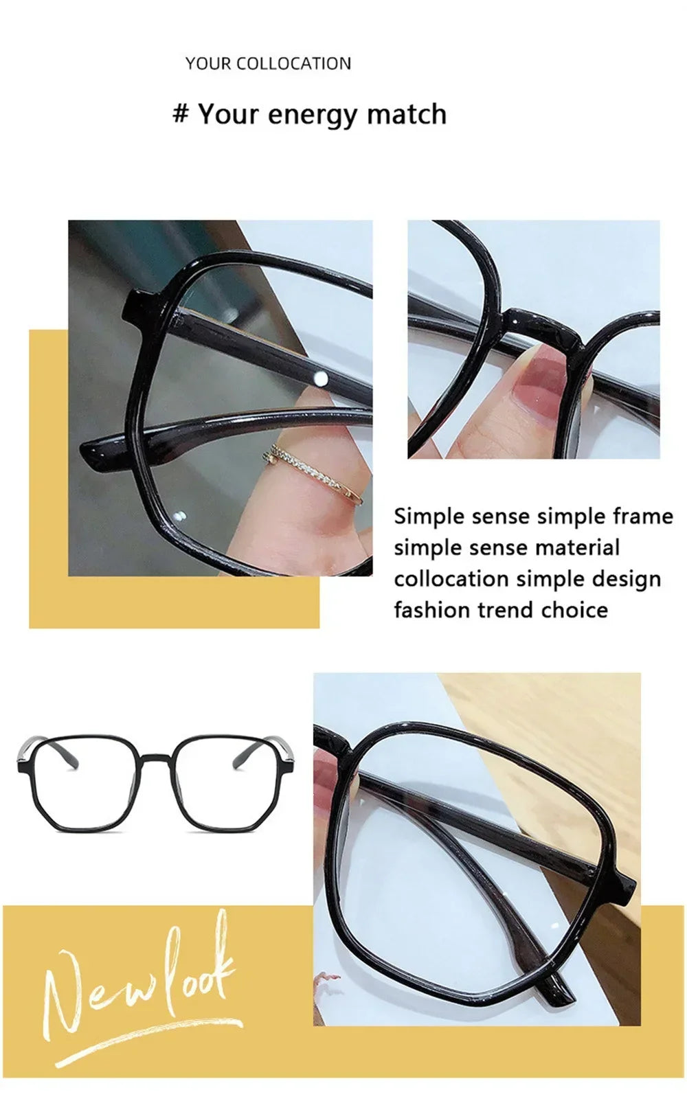 Transparent Anti Blue Light Glasses Women Large Frame Square Eyewear Oversize Computer Glasses Men Non prescription Eyeglasses