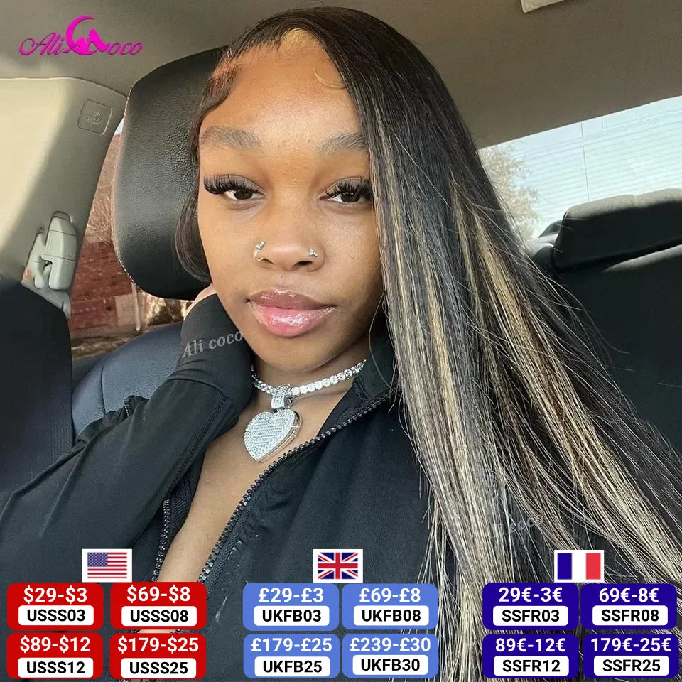 Upgrade Ali Coco 13x4 13x6 Highlight Wig Human Hair Blonde Colored Lace Front Wigs PrePlucked Highlight Blonde Human Hair Wigs