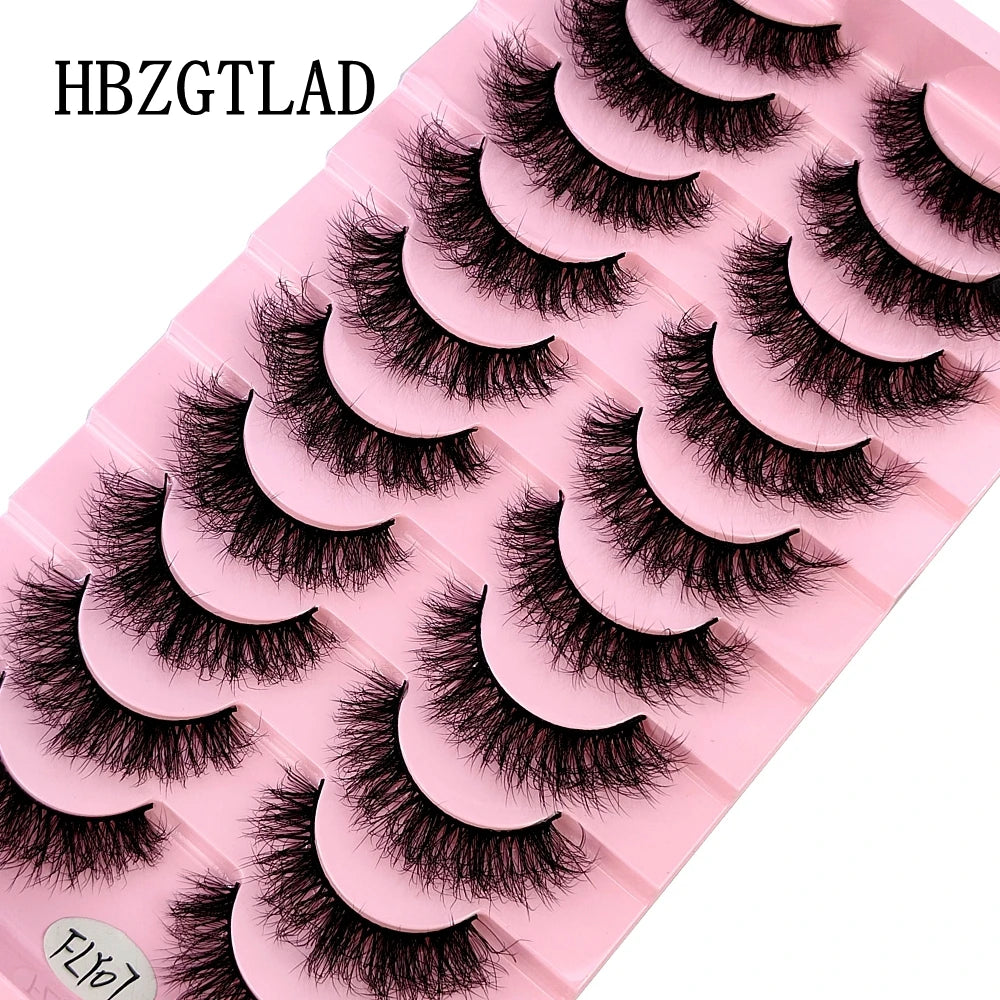 10 Pairs Faux Mink Eyelashes Handmade False Eyelashes Natural Nude Makeup Simulation Cross Messy Eye 3D Curly Eyelashes