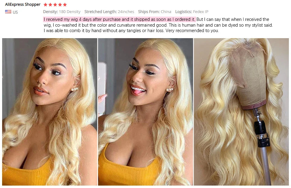 Blonde Body Wave Lace Front Wig HD Transparent Lace 13x4 13x6 Human Hair Wig 613 Pre Plucked Full Frontal Wigs For Black Women