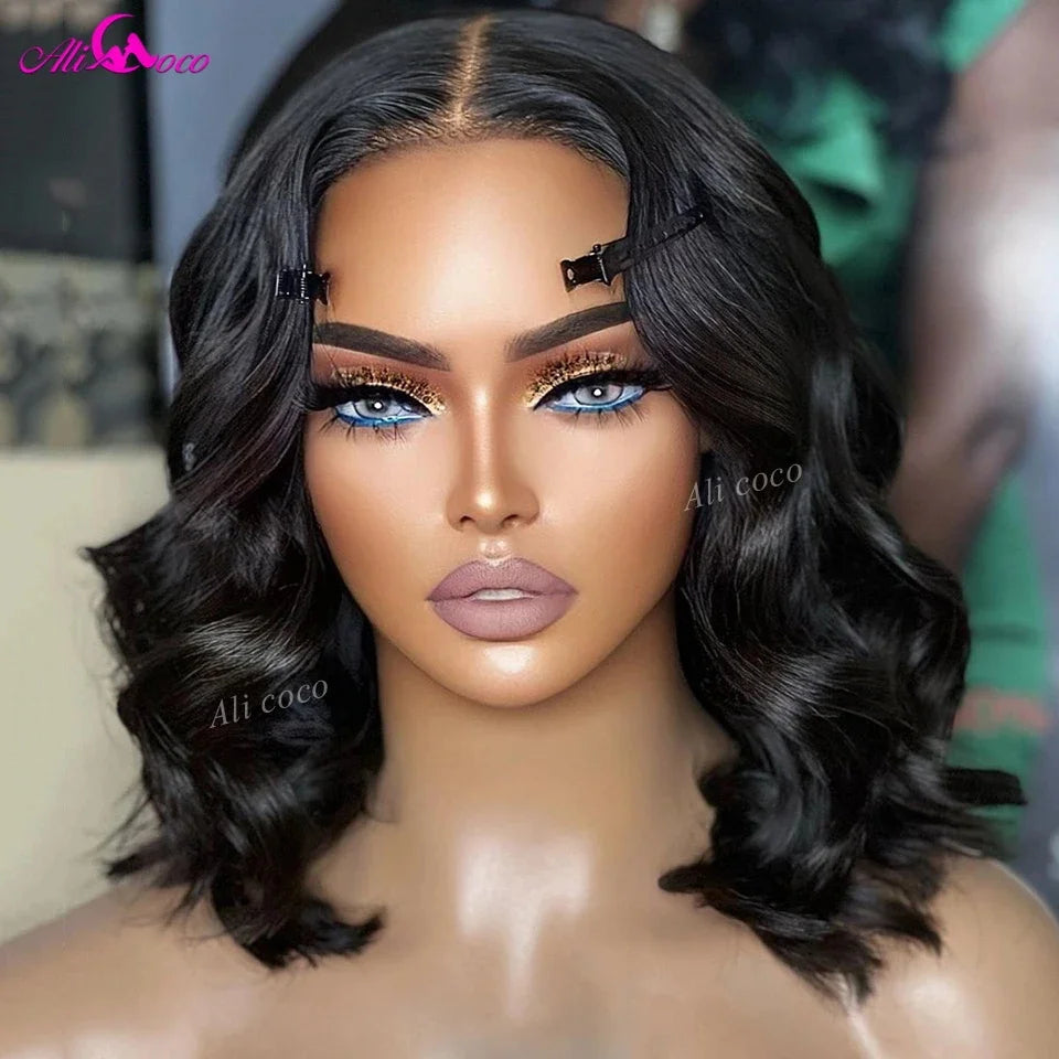 Green Body Wave Bob Wig 13x4 Lace Frontal Wigs For Women Malaysia Transparent Lace Front Human Hair Wig With Baby Hair For Women