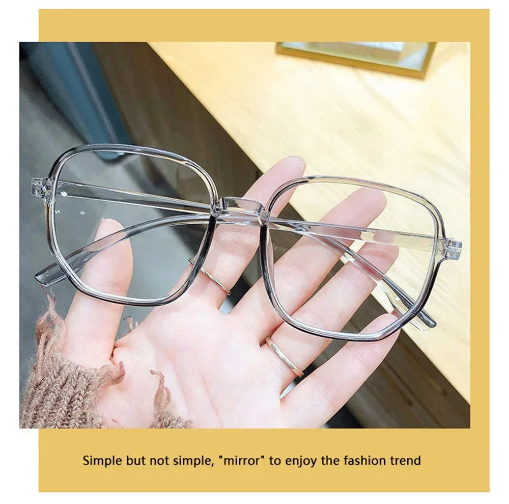 Transparent Anti Blue Light Glasses Women Large Frame Square Eyewear Oversize Computer Glasses Men Non prescription Eyeglasses