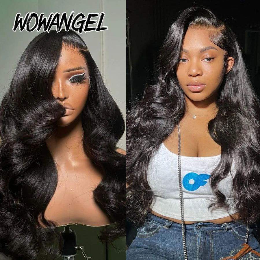 WowAngel 13x6 HD Lace Frontal Wigs Body Wave Human Hair Wigs Bye Bye Knots Skin Melted Pre Plucked Brazilian Hair For Women