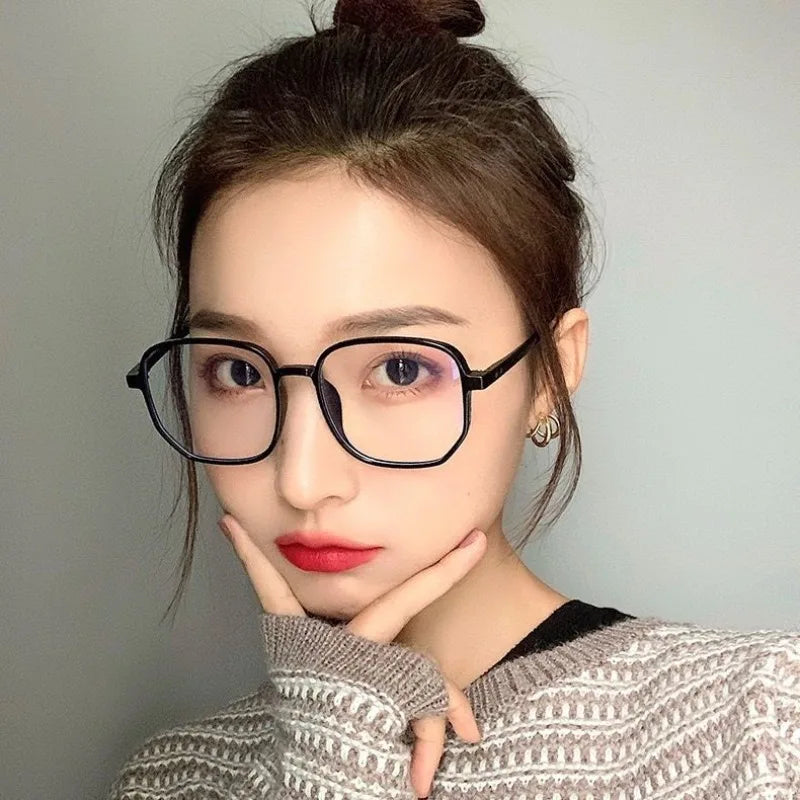 Transparent Anti Blue Light Glasses Women Large Frame Square Eyewear Oversize Computer Glasses Men Non prescription Eyeglasses