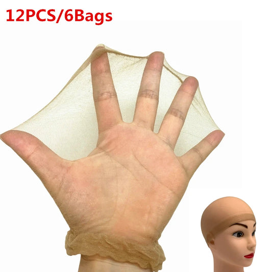 2/6/12 Pack Wholesale Ultra Thin Invisible HD Wig Cap for Lace Front Wigs - Sheer Nylon Stocking Cap Bulk for Women