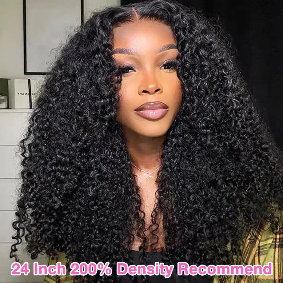 Kinky Curly Wigs 13x6 HD Lace Frontal Wig Glueless Human Hair 4C Afro Curly Lace Front Human Hair Wigs 4x4 HD Lace Closure Wigs