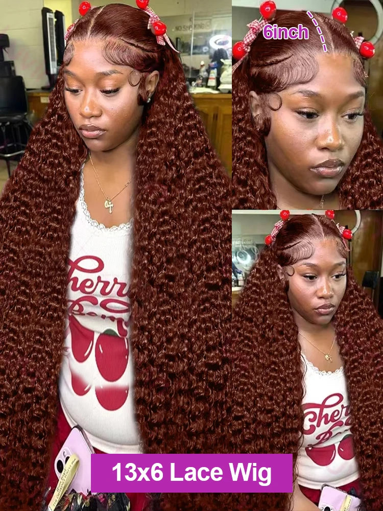 Deep Curly Wigs Human Hair Chocolate Brown 13x4 13x6 Hd Lace Frontal Wig Colored Water Wave Lace Front Wig