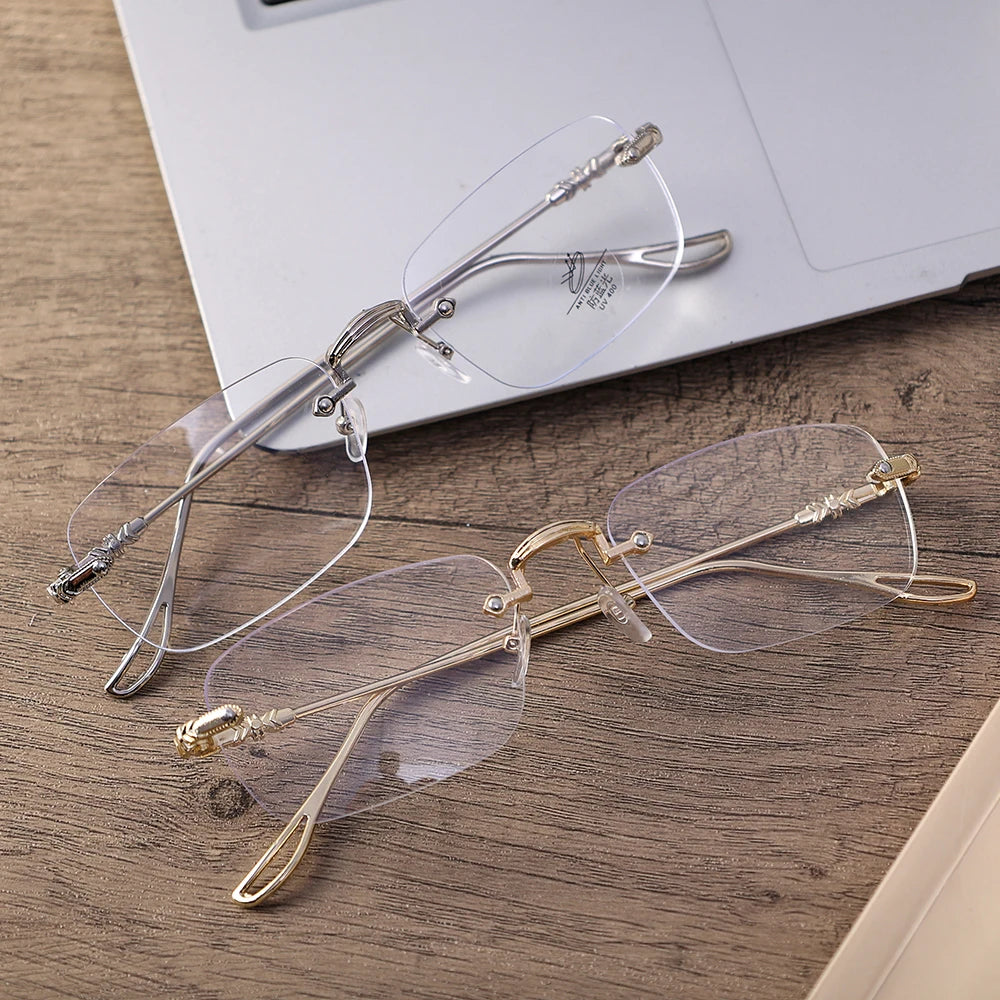 Retro Square Frame Eyeglasses Summer Women Men Lightweight Comfortable Anti Blue Light Glasses Fashion Gold Color Eye Glasses