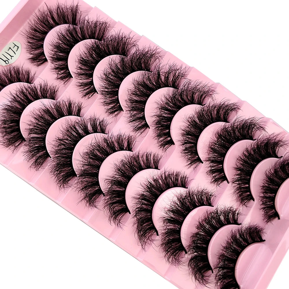 10 Pairs Faux Mink Eyelashes Handmade False Eyelashes Natural Nude Makeup Simulation Cross Messy Eye 3D Curly Eyelashes