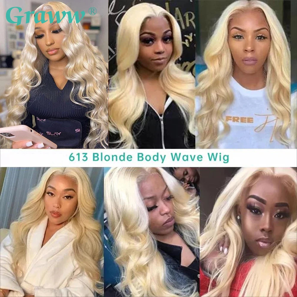 Blonde Body Wave Lace Front Wig HD Transparent Lace 13x4 13x6 Human Hair Wig 613 Pre Plucked Full Frontal Wigs For Black Women